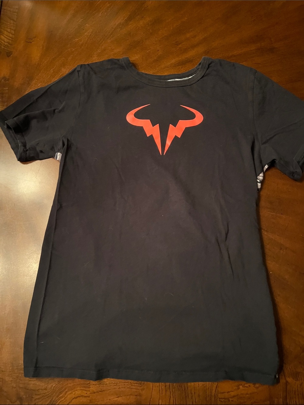 Black Men's Graphic T-Shirt with Orange Rafa Nadal Logo